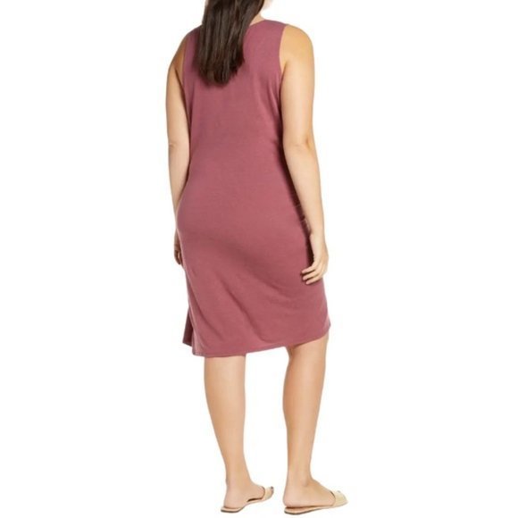 CHELSEA28 | Asymmetrical Midi Tank Dress - Burgundy Crush - Picture 3 of 5
